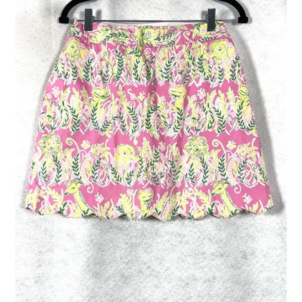 Vintage Lilly Pulitzer Skort Women 8 Pink Millionaire's Row Animal Jungle Prints